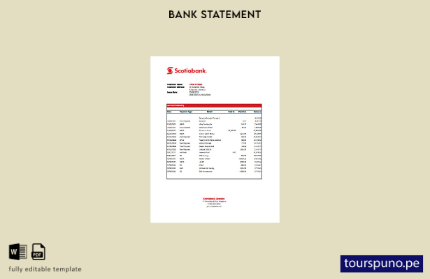 listo para imprimir plantilla de excel del estado de cuenta de Scotiabank de Jam